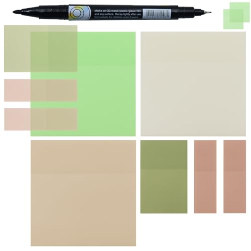 YOUDEFUL Transparent Sticky Note, Clear Sticky Note in 3 Sizes - size: Square Green
