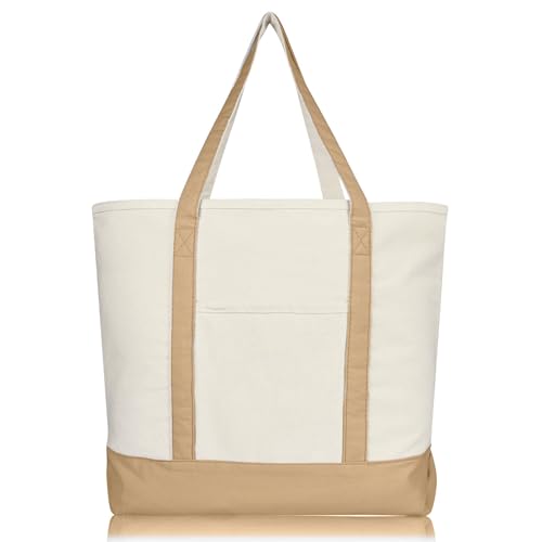 22" Heavy Duty Cotton Canvas Tote Bag (Zippered) - color: Brown