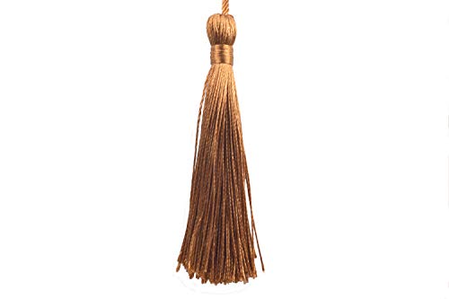 KONMAY 20pcs 3.5'' Small Silky Soft Craft Mini Bookmark Tassels with Loops for Jewelry Making, Gift Wrapping, Zipper Pull, Home Decor(Old Gold) - color: Old Gold