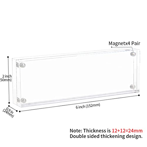 Sezanrpt 2x6 Acrylic Pictures Frames, Transparent 2 Sided Ticket Frame Postcard Frame, Tabletop Small Tiny Acrylic Magnetic Picture Frames for Family, 12 + 12MM Thickness… - size: 2'' x 6''