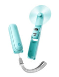 JISULIFE Portable Handheld Fan, 3 In 1-Fan, Power Bank, Flashlight, Cyan - color: Cyan