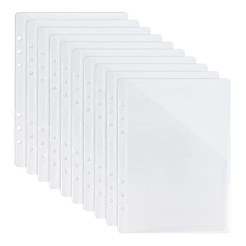 Koqye A5 6‑Hole Binder Pockets, Clear Plastic Loose‑Leaf Binder Folders