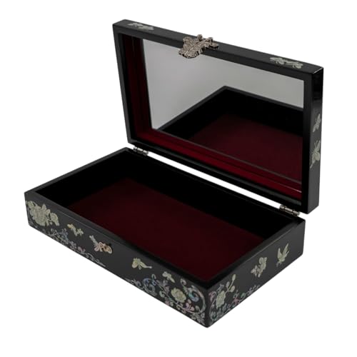 February Mountain Mother of Pearl Jewelry Organizer box - Handmade Large Wooden Box Romantic Anniversary Birthday Gifts for women (Butterfly Floral) - style: Butterfly Floral