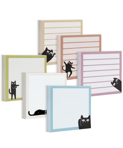 Mr. Pen- Black Cat Sticky Notes Set, 3" x 3", 6 Pads, 480 Sheets - color: Vintage, size: 6 Pads
