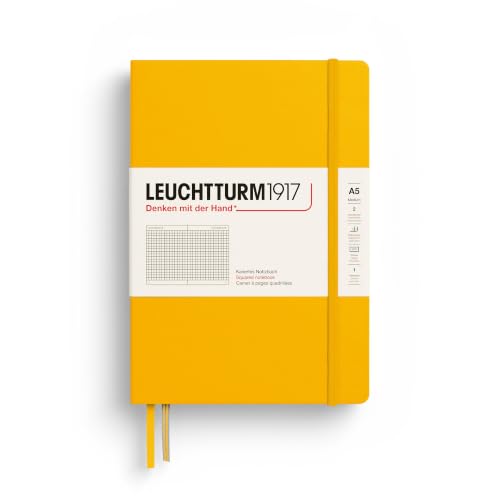 LEUCHTTURM1917 - Notebook Hardcover Medium A5-251 Numbered Pages for Writing and Journaling (Sunflower, Squared) - color: Sunflower, style: Squared