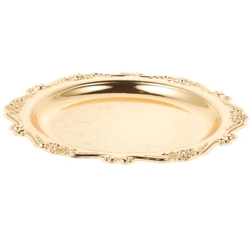 Golden Iron Jewelry Dish Tray for Desserts, Party Entertaining - color: Golden