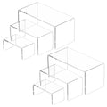 NIUBEE Acrylic Risers Display Stand 2 Set, Display Riser Shelfs,8.4x6.3x4.3 - size: (8,6,4)" x2Set