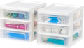 IRIS USA 2-Pack, 3-Drawer Small Plastic Stacking Desktop Organizer, White - color: White, style: Small - 2 Pack