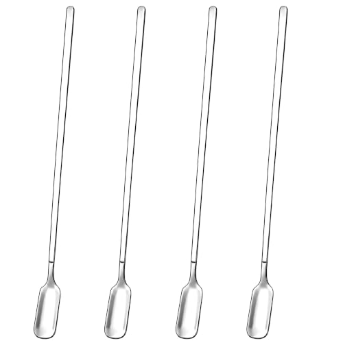 Long Handle Iced Tea Spoons Set of 4, 11.4-Inch Square-Head Stirring Spoons