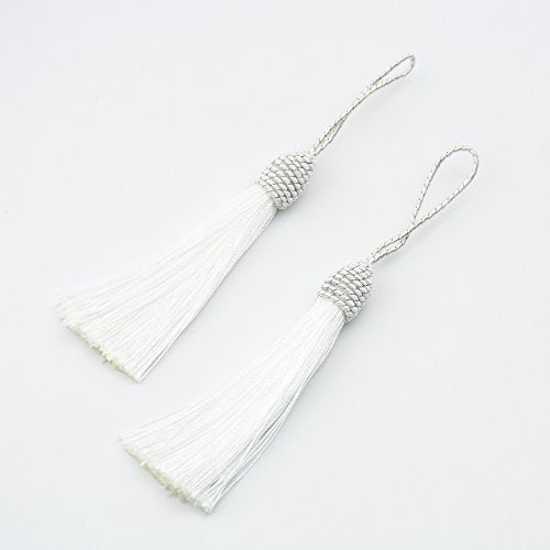 20pcs 6 Inch Silky Tassels with Chinese Knot for DIY Crafts(White) - color: White