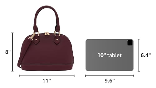 FashionPuzzle Zip-Around Saffiano Classic Dome Satchel - color: Wine