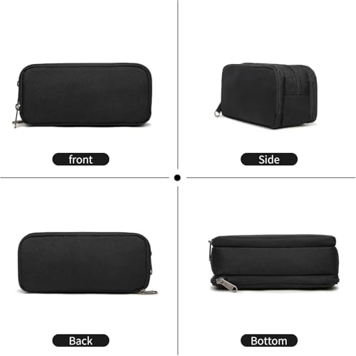 Large Capacity Pencil Case, Aesthetic Pencil Pouch with 3 Compartments - color: 01-3BK