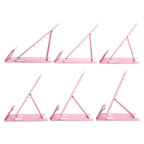Honagu Book Stand Metal Desk Book Holder, Book Holders for Reading Hands Free, Adjustable Cookbook Documents Holder, Portable Bookstand for Music Books, Textbook, Recipe, Tablet, Ipad (Light Pink) - color: Light Pink