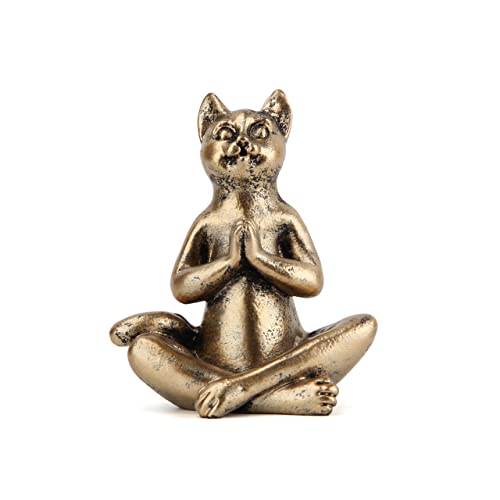 Smadeer Yoga Cat Statues for Home Decor Accents,Yoga Pose Figurine for Zen Spiritual Bedroom Living Room Office Table Desk Modern Boho Decoration,Meditation Shelf Decor Accents Antique Bronze Gift - color: Cat