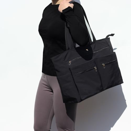 Weekender Bag Carry On Bag Overnight Tote Travel Duffle with 13 Pockets for Travel,Work，Gym,Beach,Teacher,Nurse - color: BLACK