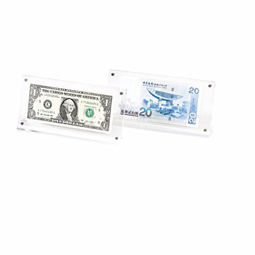 IEEK Acrylic Dollar Bill Display Case Dollar Frame Clear Paper Money Holders Currency Ticket Protector Paper Money Frame for Bill Collectors,7.3 x 3.5 Inch,4 Pack