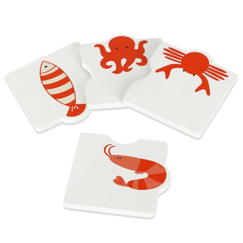 Beach Coasters for Drinks Set of 4, 3.94 Inch Square Resin - color: Red