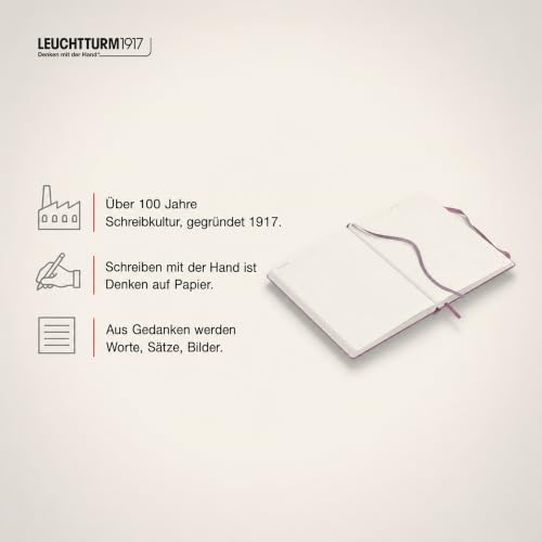 LEUCHTTURM1917 - Notebook Hardcover Medium A5-251 Numbered Pages for Writing and Journaling - Thinking Ahead (Squared Paper, Dusty Rose) - color: Dusty Rose, style: Squared