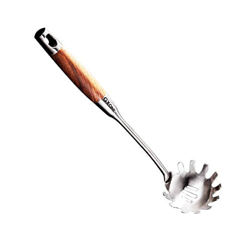 Spaghetti Spoon,304 Stainless Steel Pasta Spoon,Wooden Handle,14.2Inch - style: Pasta Spoon-wood handle