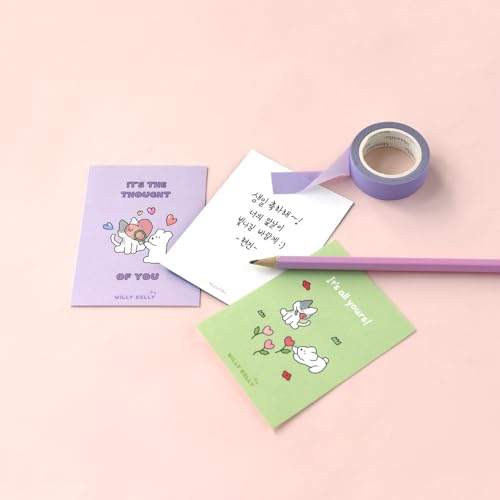 Monolike Day-by-day Card, Willy Kelly - Mix 36 Mini Postcards, 36 envelopes, 36 stickers Package - color: Willy Kelly