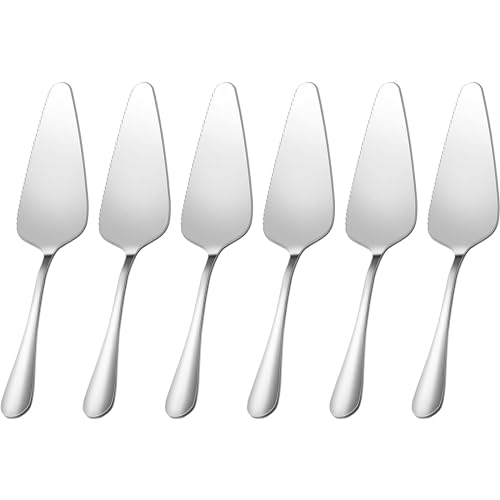 Cake Pie Servers Set,Stainless Steel Pizza Cake Slicer Server,Cake Cutter with Serrated Edges for Kitchens Restaurants Brithday Parties Set of 6 - color: Silver Set of 6