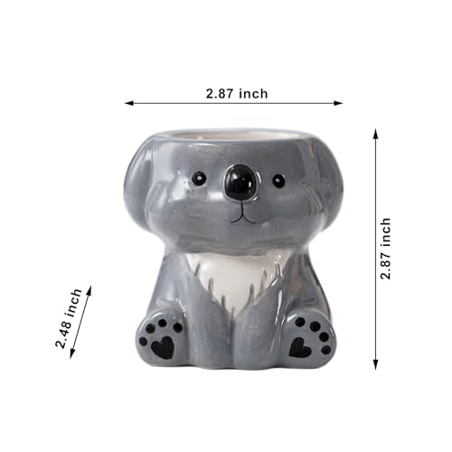 DIYOMR Cute Animals Planter, Mini Ceramic Cartoon Animal Shaped Succulent Flower Pot Indoor Air Plants Holder, Smooth Shiny Decorative Flower Cactus Planter - Plants Not Included (Koala) - color: Koala