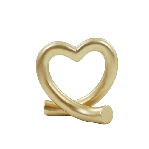 Lescafita Gold Heart Decor Sculpture, Love Heart Statue Modern Home Decor Accent for Living Room Bedroom Shelf Desk Tabletop, Wedding - color: Gold