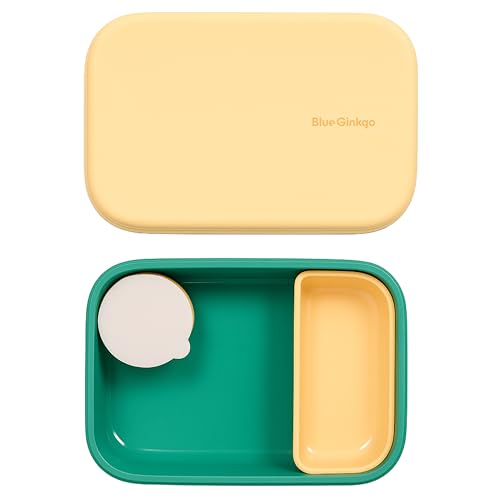 BLUE GINKGO Bento-Style Silicone Lunch Box Set, Coral, Made in Korea - color: Green