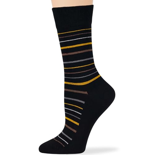7BIGSTARS Women Cotton Crew Socks, Patterned 4 Pack, M 5-9 - L 8-12 - color: 12 - Black, Light Beige (A53), size: 5-9