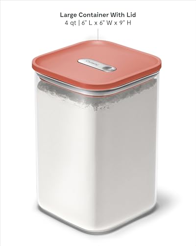 Caraway 4 qt Glass Airtight Food Storage Container with Lid - color: Perracotta, size: 4qt Container