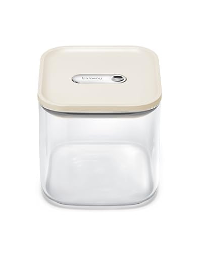 Caraway 2.5 qt Glass Airtight Food Storage Container with Lid - color: Cream, size: 2.5qt Container