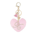 Initial Letter Heart Pom Pom Keychain for Women Pink Soft Fluffy Ball Key Ring for Purse Backpack Handbag - color: X