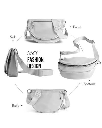 Crescent Bag for Women,Medium Nylon Crescent Bag Single Shoulder Bag - color: Light Grey