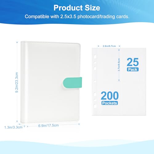 PU Leather Refillable Photo Album A5 Photocard Binder, 200 Pockets, Compatible with Fujifilm Instax Mini 12 11 9 40 99 90 8 7 Evo LiPlay, Polaroid Snap PIC-300 Z2300 Instant Cameras (Green) - color: White-Green