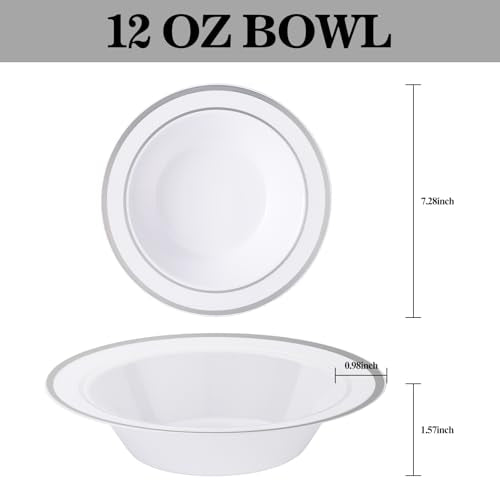 realluck 50pc Disposable Soup Bowls With Silver Rim - color: Silver, size: 50Pack