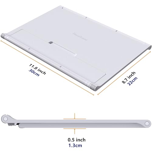 Readaeer Portable Book Stand Free Angle Adjustable Book Holder for Thick Textbook Collapsible Lightweight Book Rest (White) - color: White