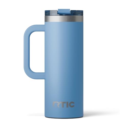 RTIC 20oz Road Trip Travel Mug with Lid and Handle, Denim - color: Denim, size: 20 Ounces