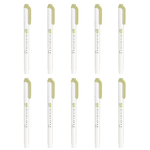 Zebra Highlighter, Mildliner, Mild Olive, 10 Count B-WKT7-MOL - color: green, size: 1 Count (Pack of 10)