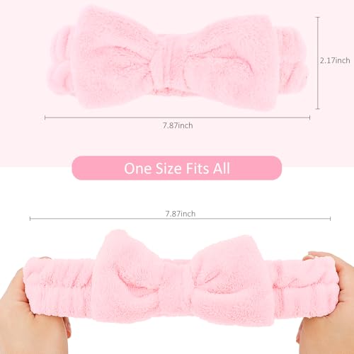 10 Pack Pink Valentine Soft Spa Headbands Bulk for Women Girls - color: Pink