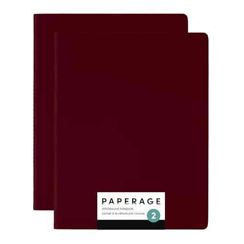 PAPERAGE Soft Cover Lined Journal Notebook, 2 Pack, (Burgundy), 100 Pages, Large 7.5 inches x 9.5 inches, College Ruled, Ideal for Note Taking & Travel Journal - color: Burgundy, style: Lined 100pgs (2 Pack)