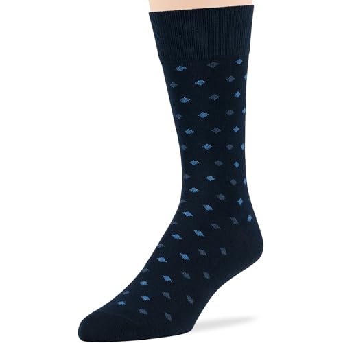 7BIGSTARS Men Cotton Patterned Crew Dress Socks 4-6 Pack, L 9-12 - color: 08a - Dark Navy Assortment (A17)
