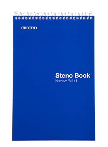 Mintra Office Steno Books Set - Top-Spiral Bound, Narrow Ruled, 70 White Sheets, Poly Primary Color Covered Notebooks for Office, Professional, School & Work, Note-taking, Writing Pads, 6"x9", 4 Pack - color: Primary Colors 4pk, size: Narrow Ruled