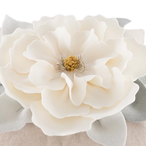 JWH Flower Throw Pillow Cover, Ivory White, 18x18 Inch - color: Creamy White