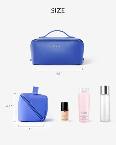 EACHY Travel Makeup Bag for Women, Flat Open Cosmetic Bag, Blue, Medium - color: A - Klein Blue, size: Medium