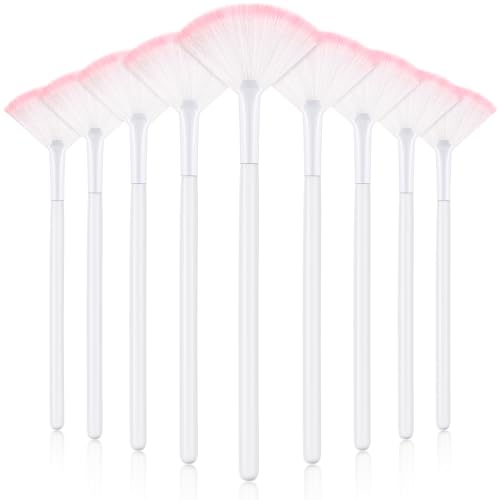 Maitys 9 Pieces Facial Fan Mask Brushes, White Pink - color: White Pink