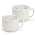 Ceramic Soup Bowl with Handle & Lid, 32oz Microwave Ramen Bowl Set of 2 - color: White 2 pcs-32, size: 32 OZ