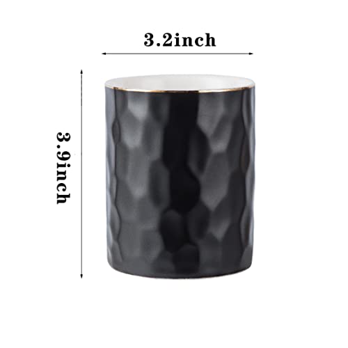 Ceramic Pen Holder Stand Cup Pencil Holder Organizer Makeup Brush Holders for Home Office Desk (Black) - color: Black