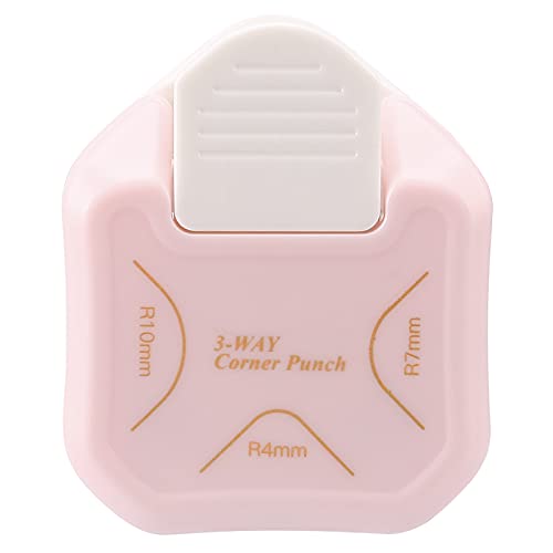 3 Way Corner Rounder Punch, 4mm, 7mm, 10mm 3 in 1 Corner Cutter for Paper Crafts, Laminator, Cardstock, DIY Projects, Photocards, Card Making and Scrapbooking - color: Pink