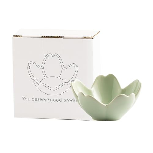 Floral Ceramic Jewelry Tray, 3.5" Ring Holder Trinket Bowl - color: green