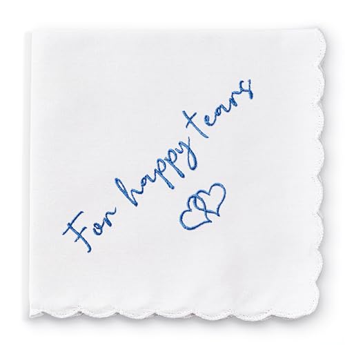 Wedding Handkerchief, Something Blue for Bride, Mother of Bride Gift - color: For Happy Tears, style: Brown Envelope